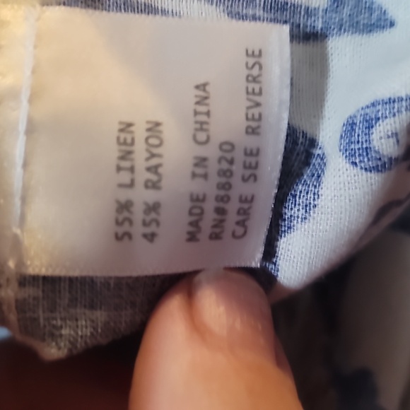 Rachel zoe Floral Blue White rayon linen blend wide leg Pants Small - Picture 5 of 6